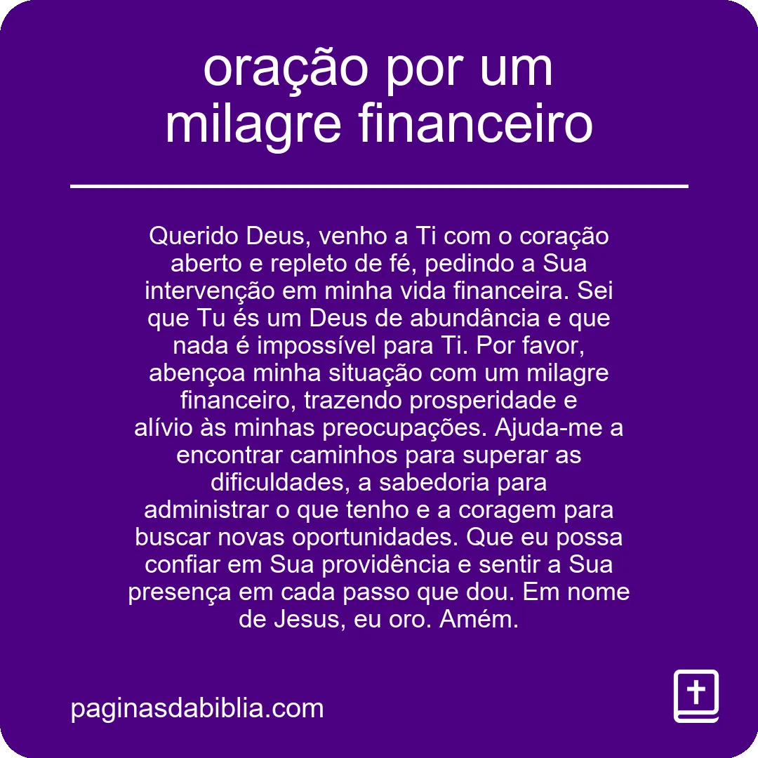 oração por um milagre financeiro