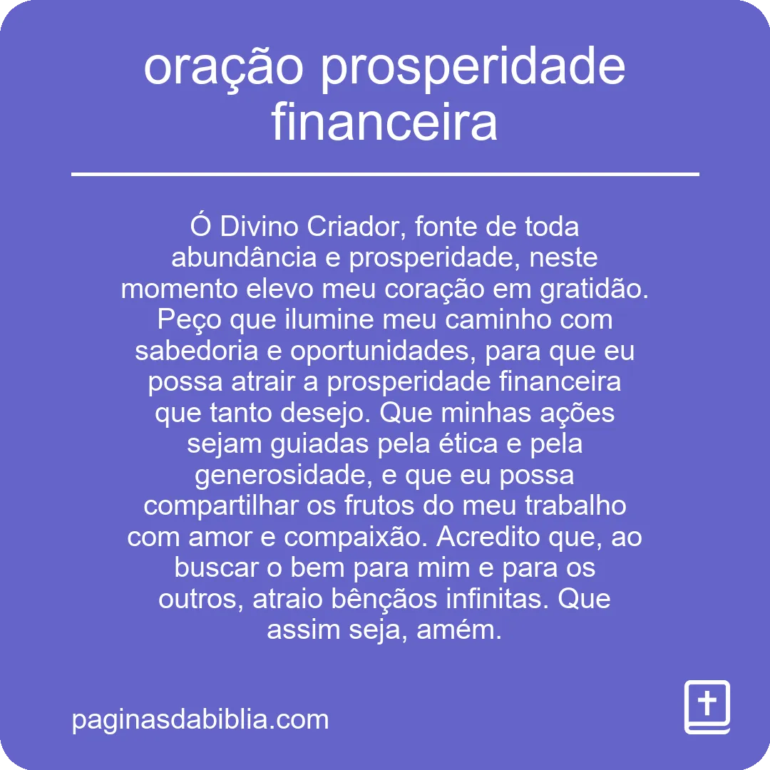 oração prosperidade financeira