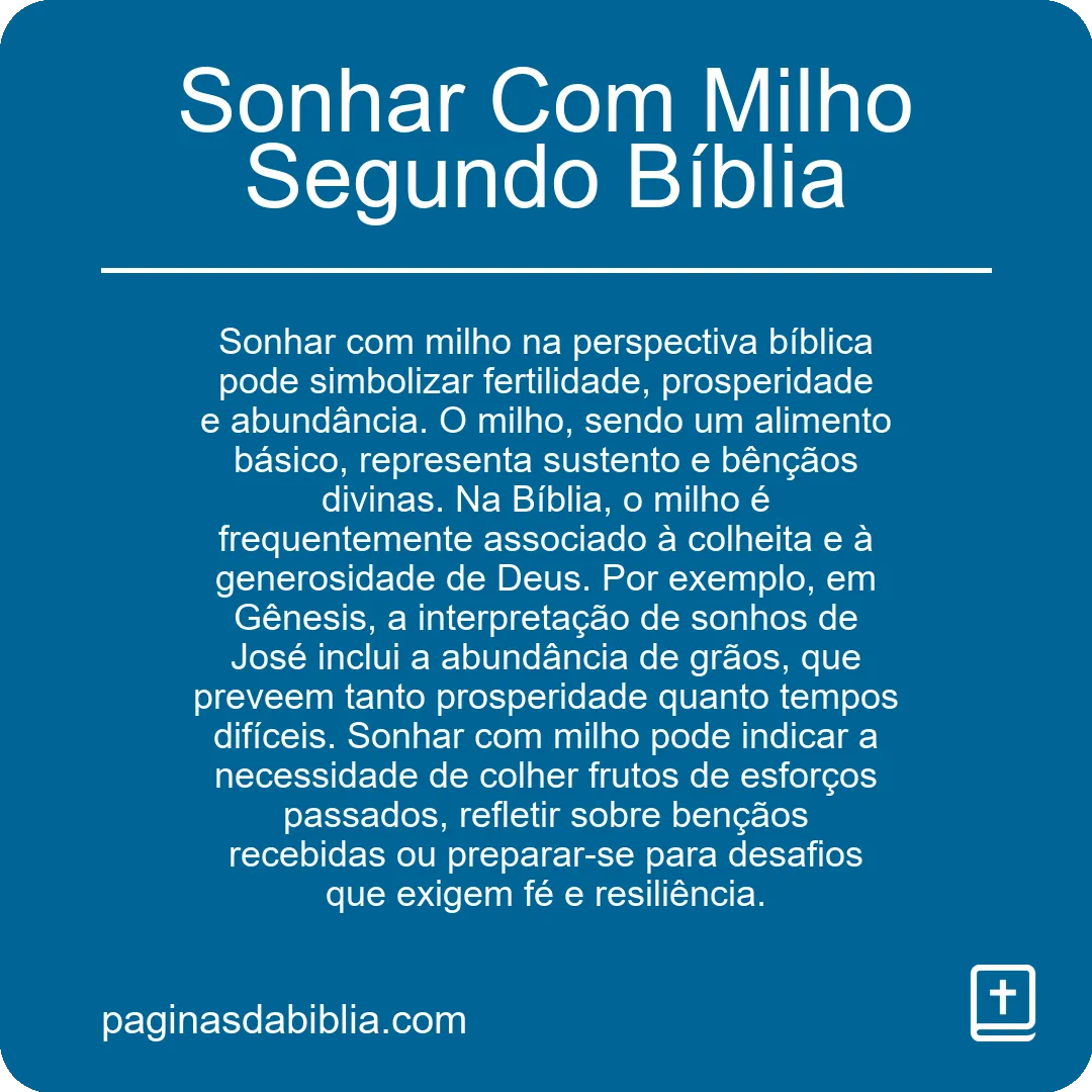 Sonhar Com Milho Segundo Bíblia