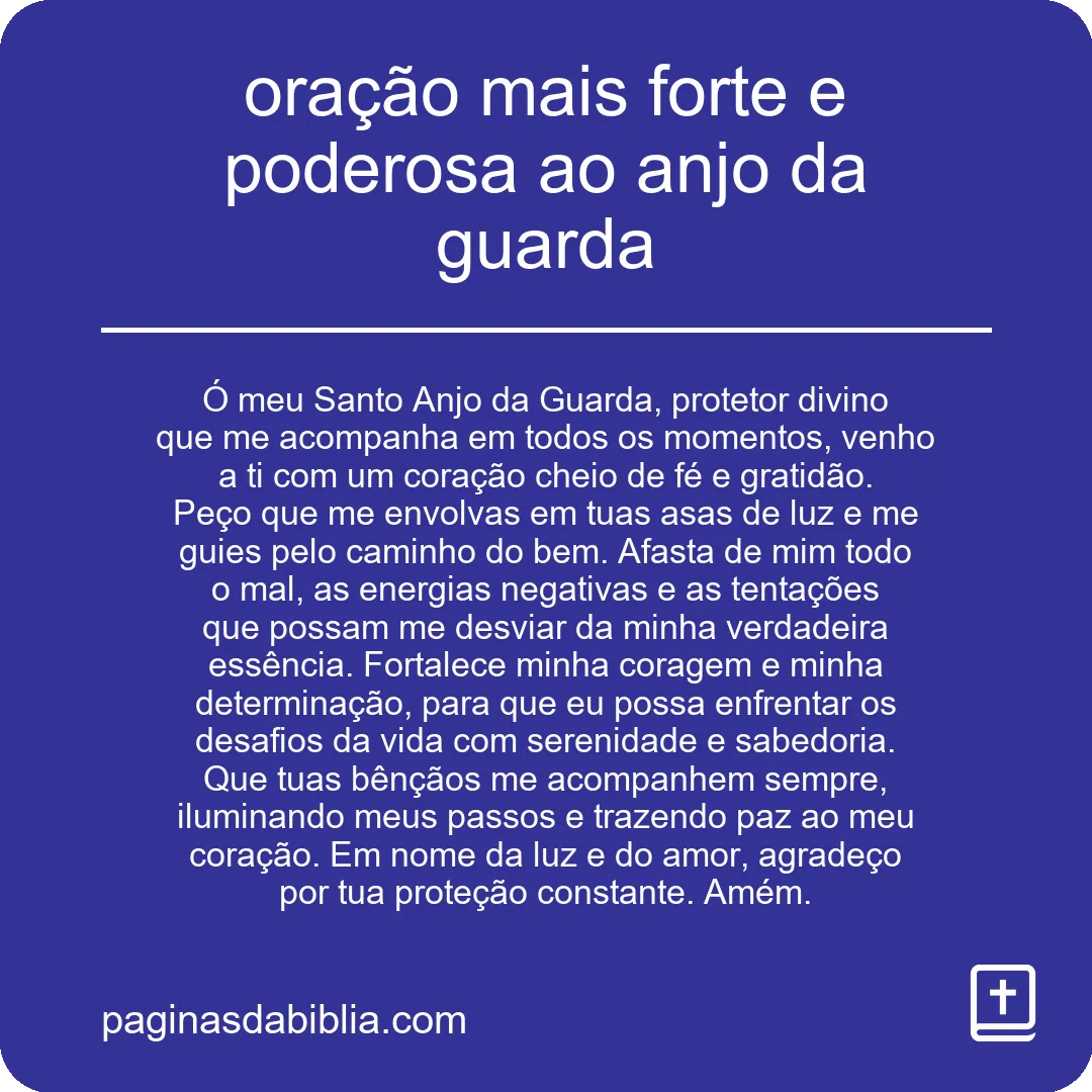 oração mais forte e poderosa ao anjo da guarda