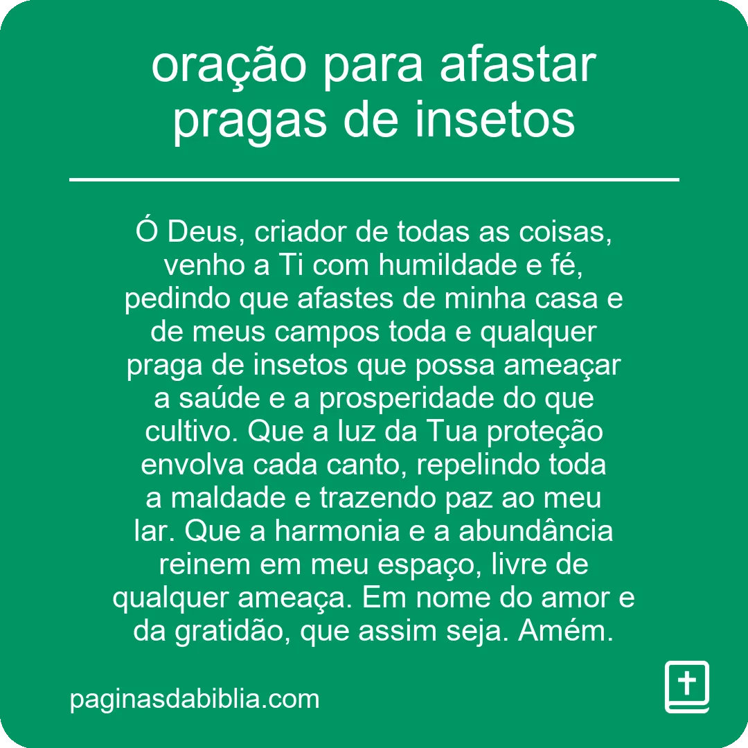 oração para afastar pragas de insetos