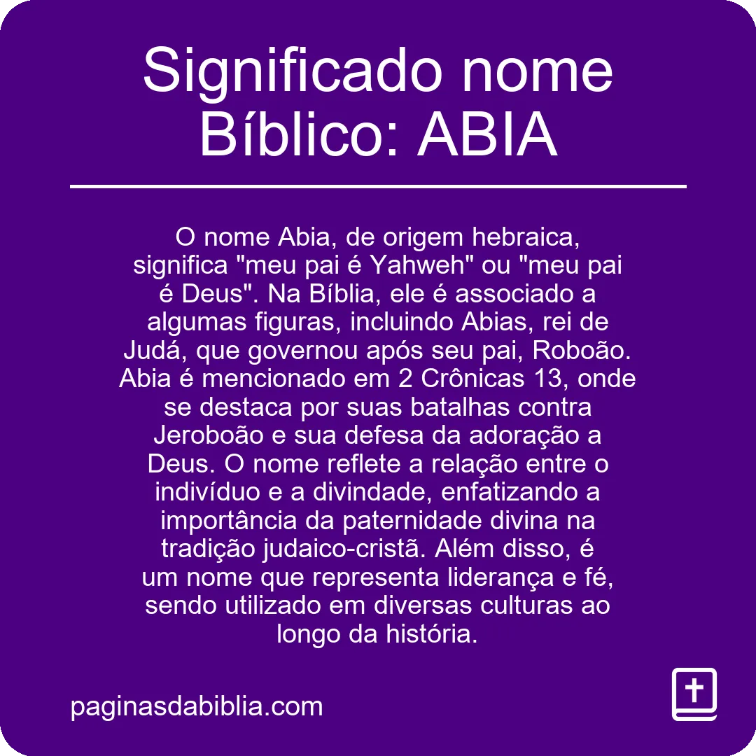 Significado nome Bíblico: ABIA