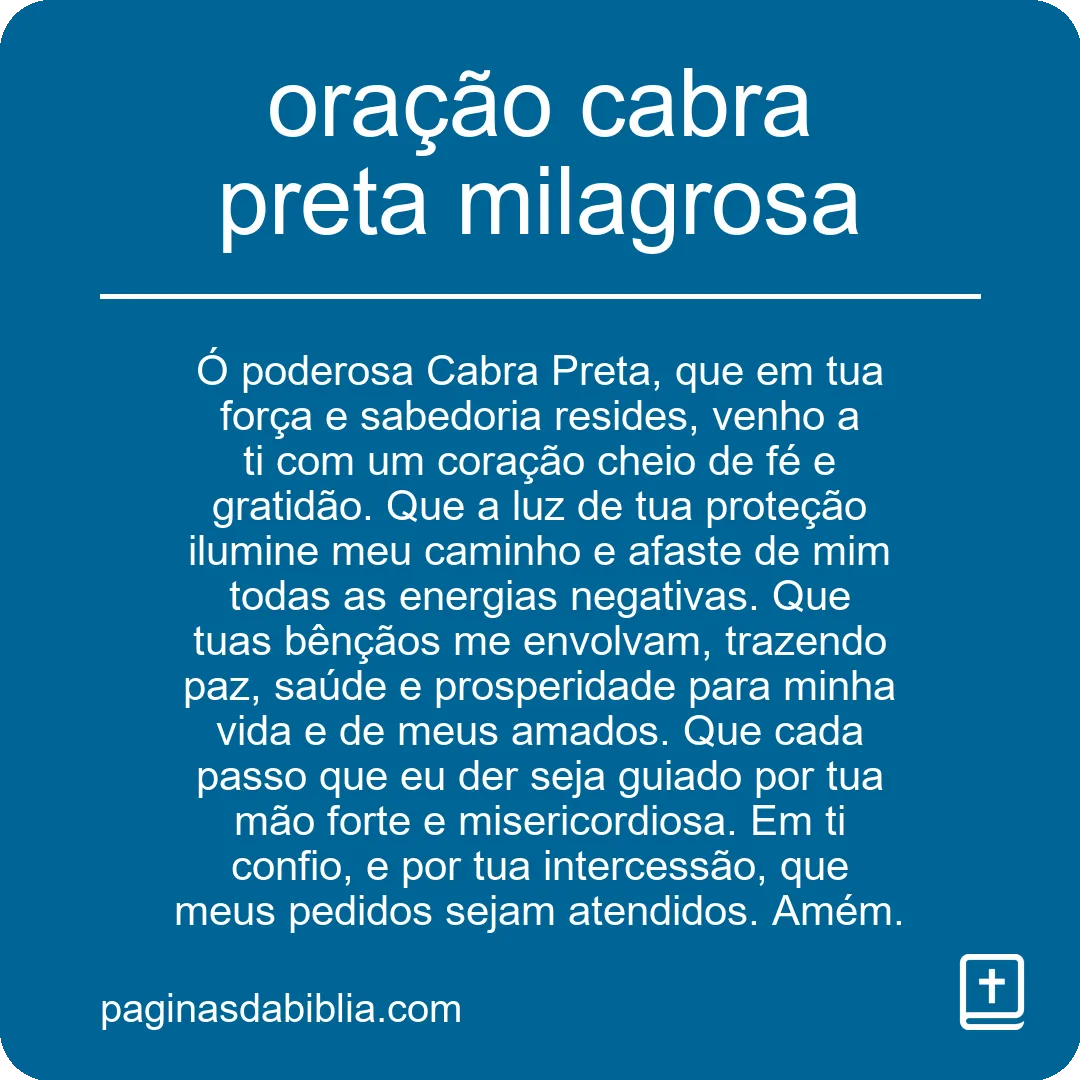 oração cabra preta milagrosa