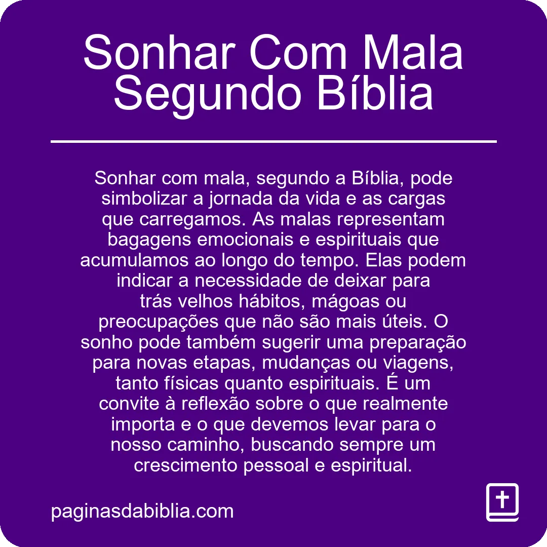 Sonhar Com Mala Segundo Bíblia