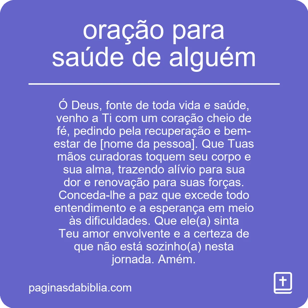 oração para saúde de alguém