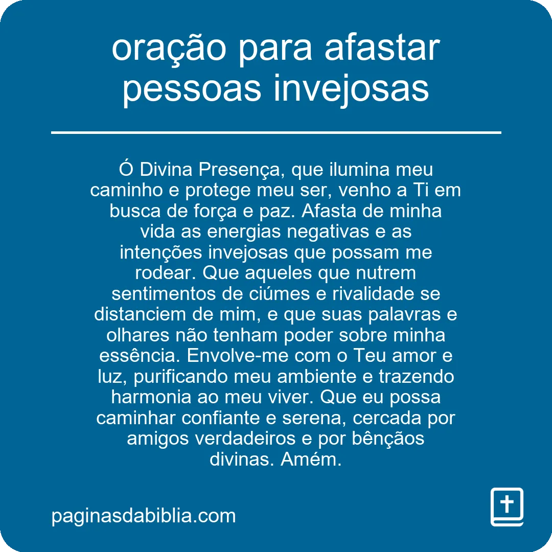 oração para afastar pessoas invejosas