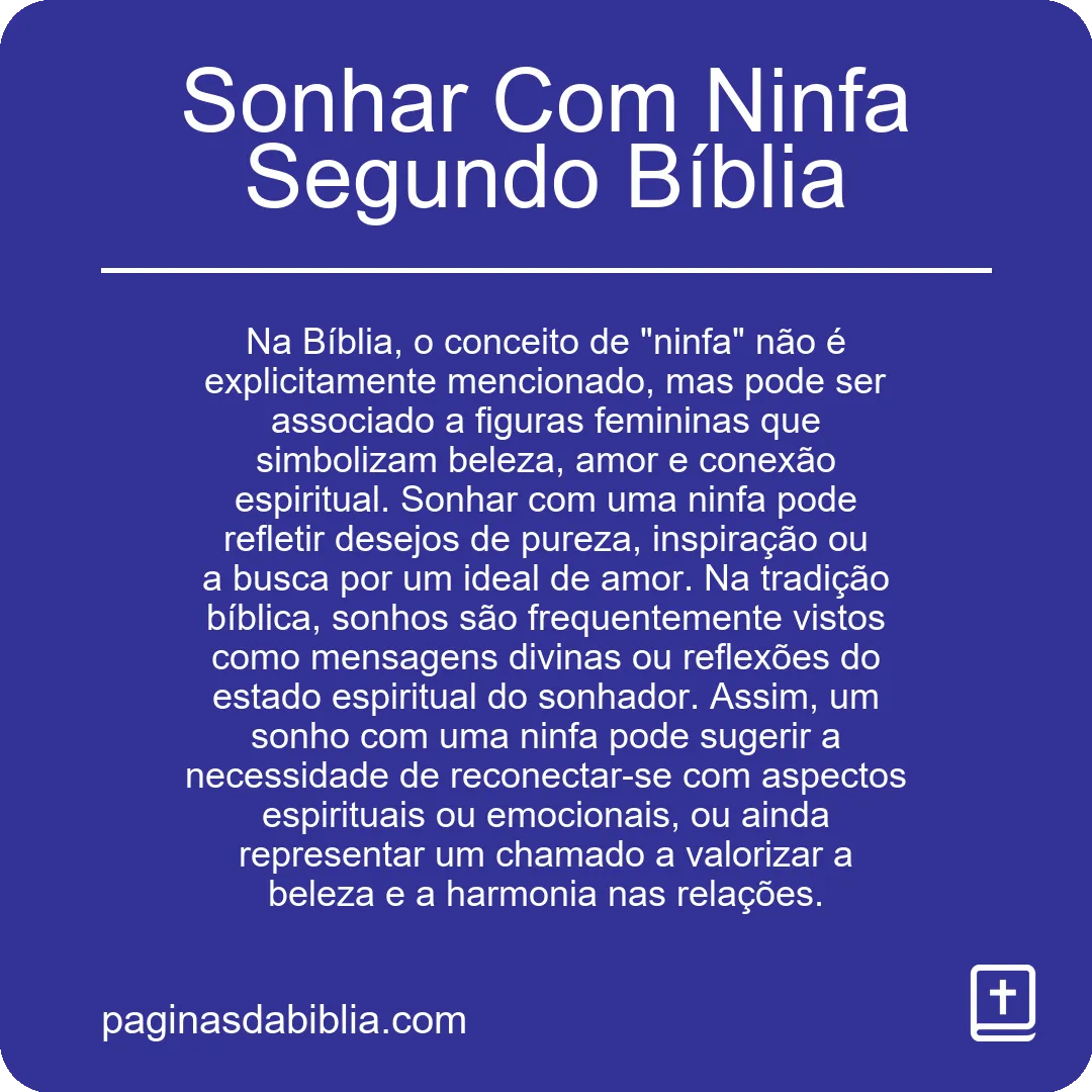 Sonhar Com Ninfa Segundo Bíblia