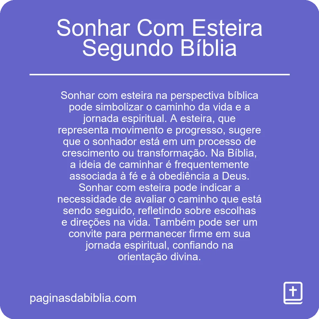 Sonhar Com Esteira Segundo Bíblia