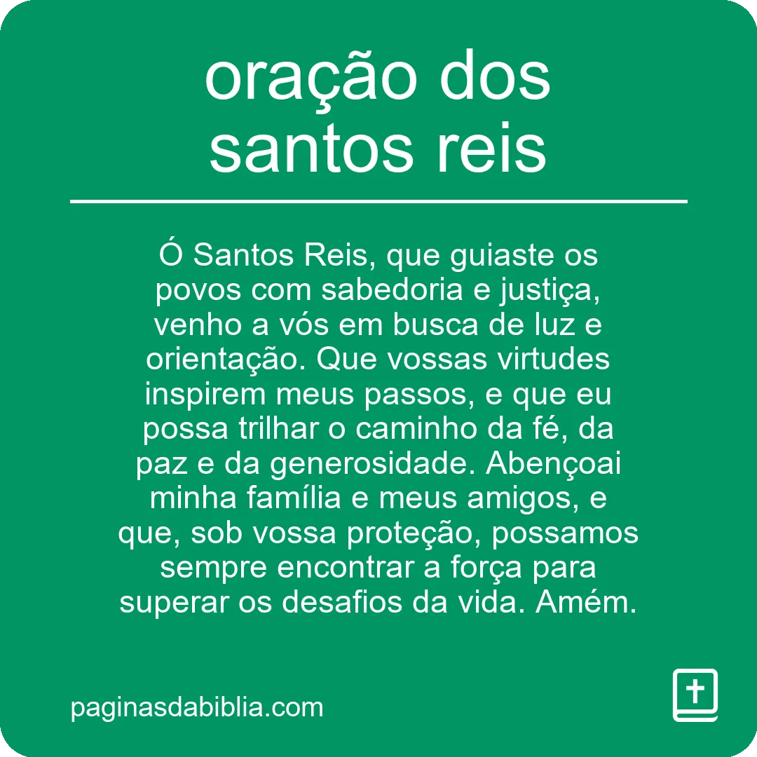 oração dos santos reis