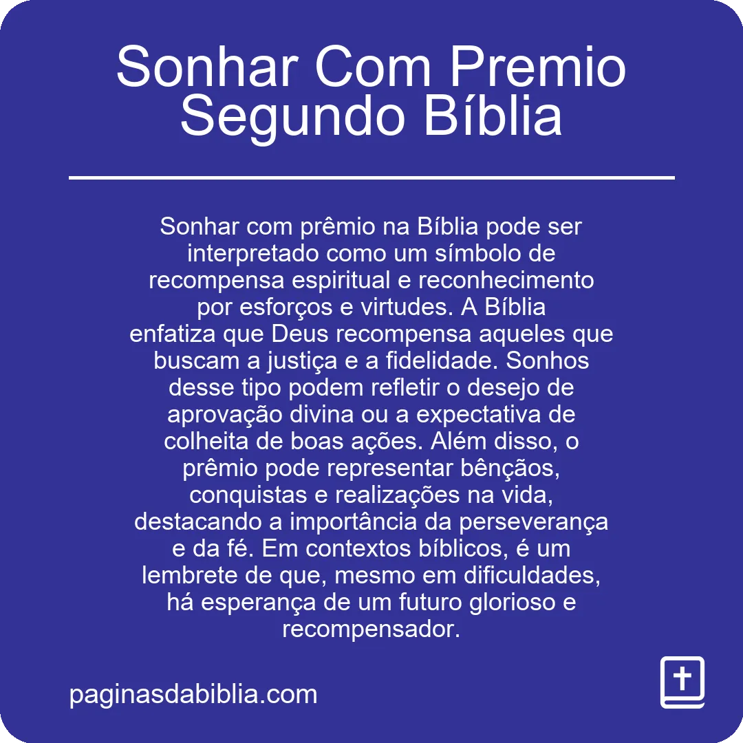 Sonhar Com Premio Segundo Bíblia