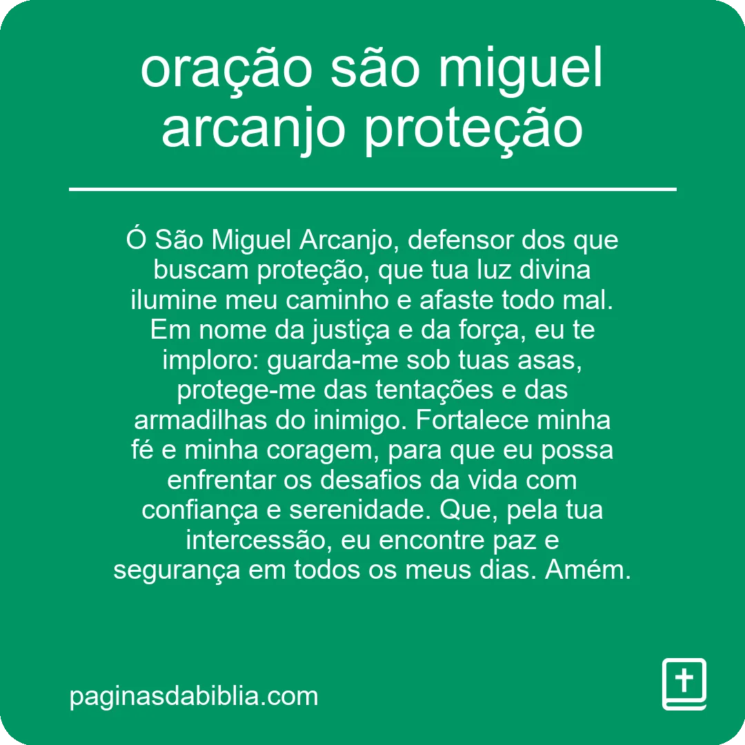 oração são miguel arcanjo proteção