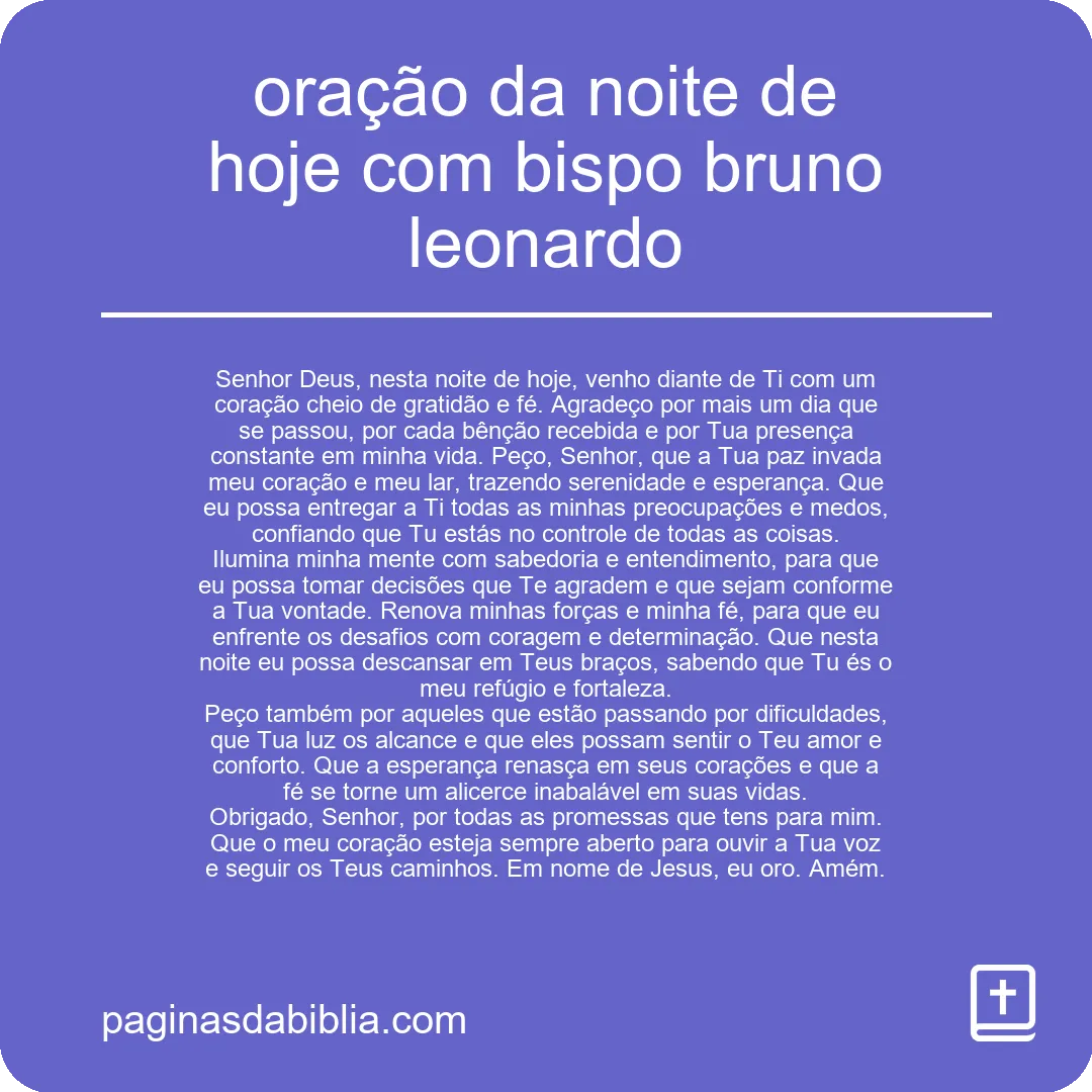 oração da noite de hoje com bispo bruno leonardo