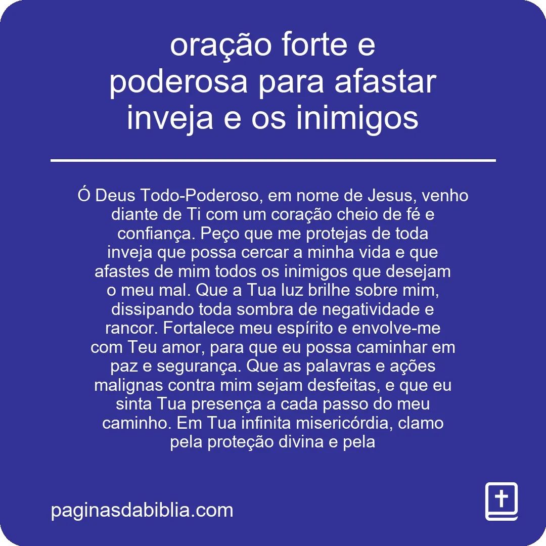 oração forte e poderosa para afastar inveja e os inimigos