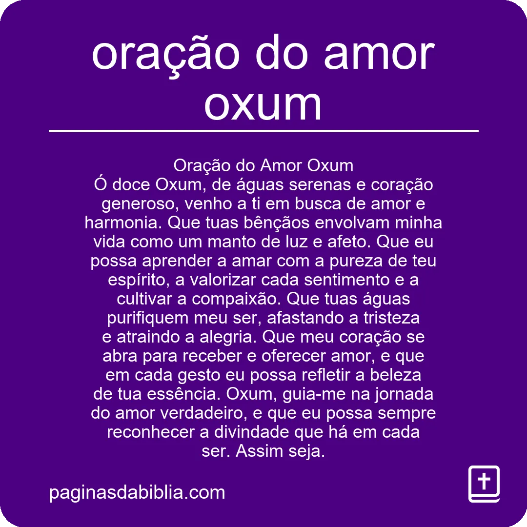 oração do amor oxum