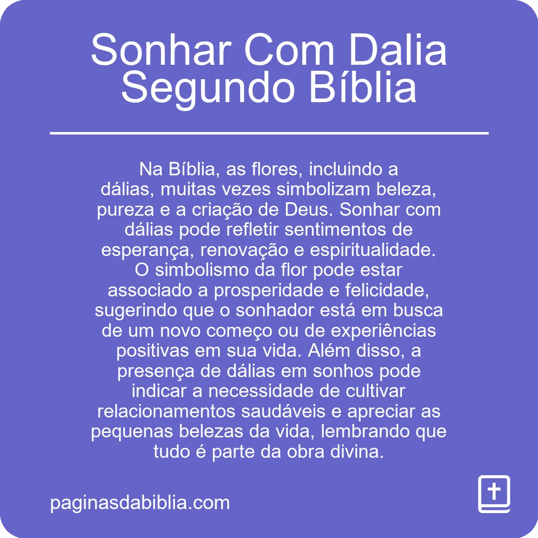 Sonhar Com Dalia Segundo Bíblia