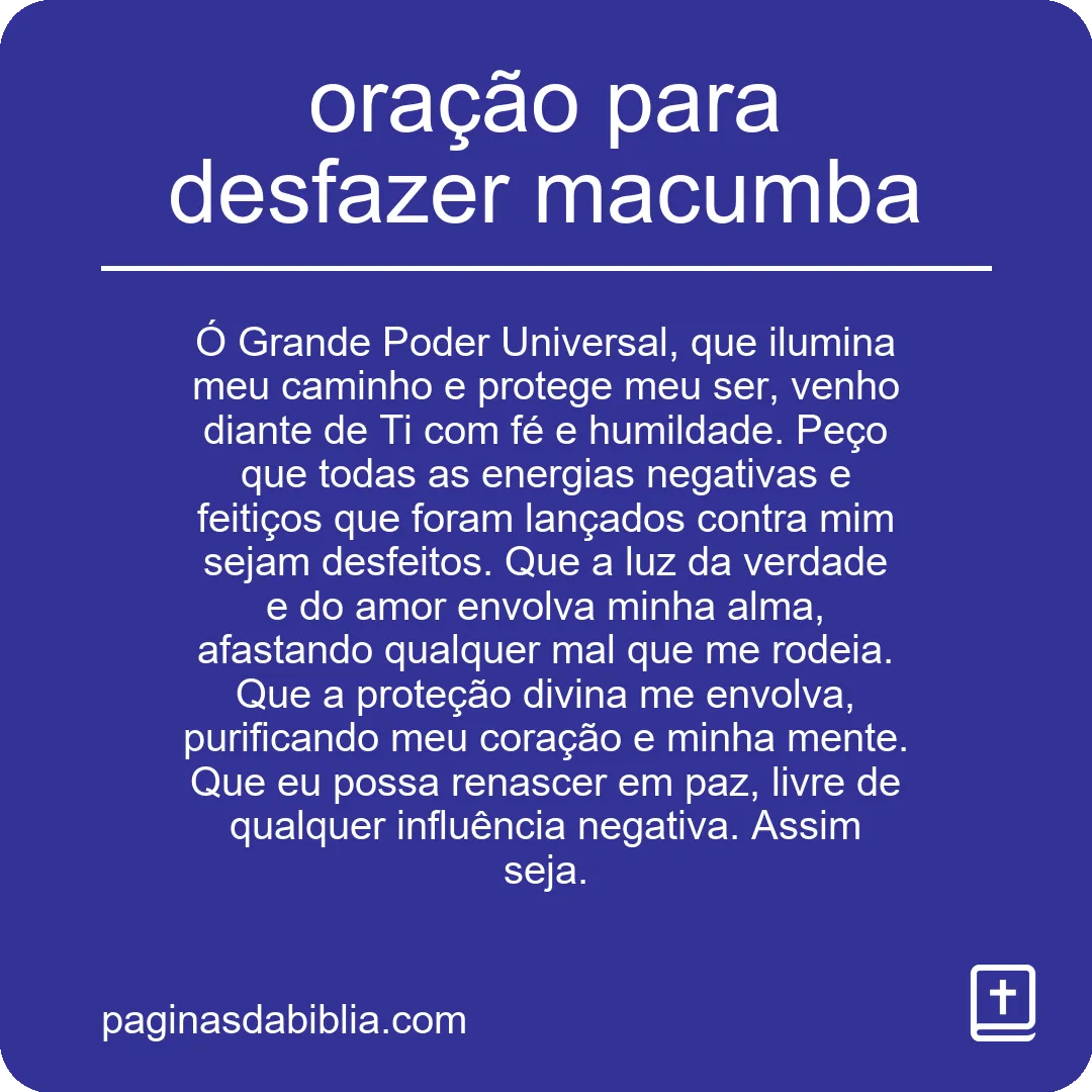 oração para desfazer macumba