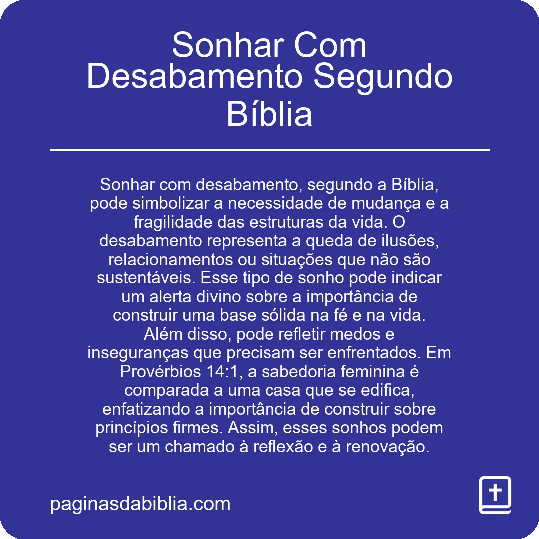 Sonhar Com Desabamento Segundo Bíblia