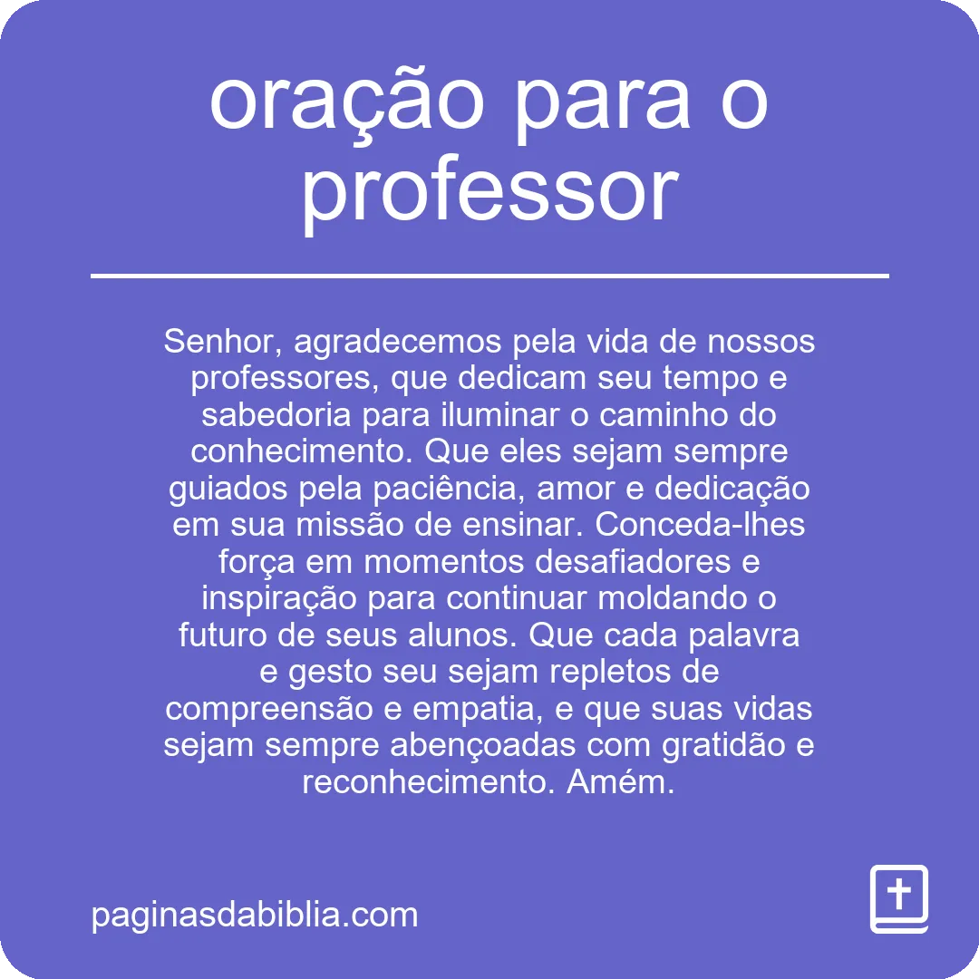 oração para o professor