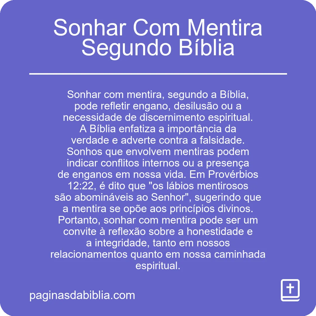 Sonhar Com Mentira Segundo Bíblia