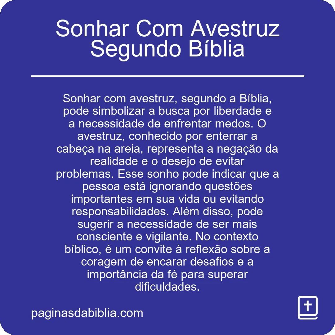 Sonhar Com Avestruz Segundo Bíblia