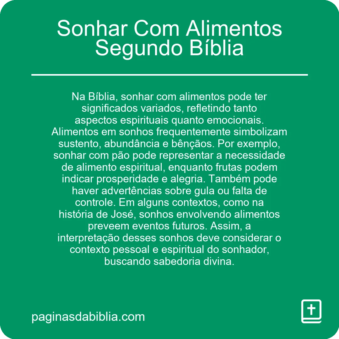 Sonhar Com Alimentos Segundo Bíblia