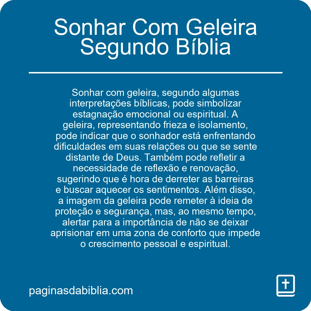 Sonhar Com Geleira Segundo Bíblia