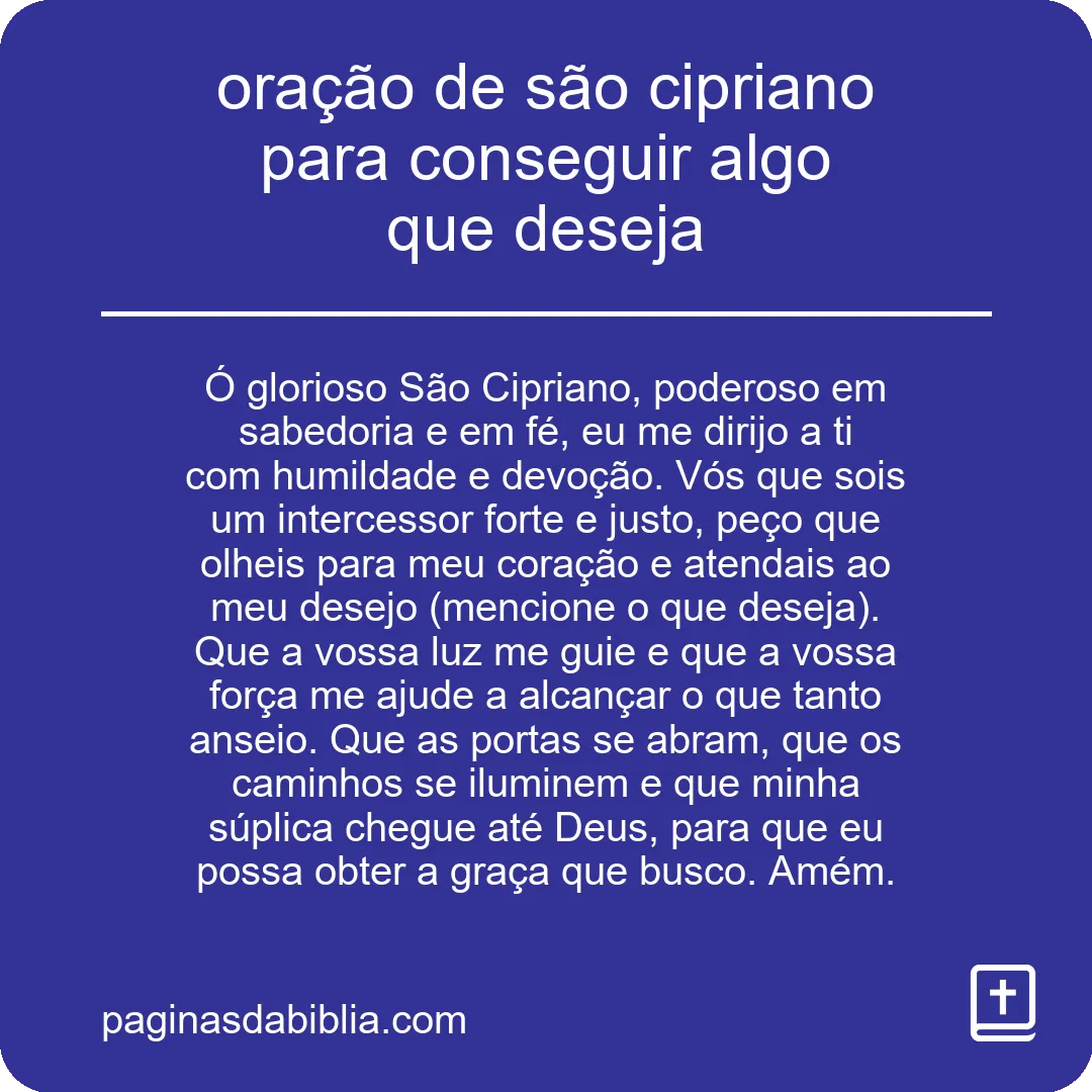 oração de são cipriano para conseguir algo que deseja