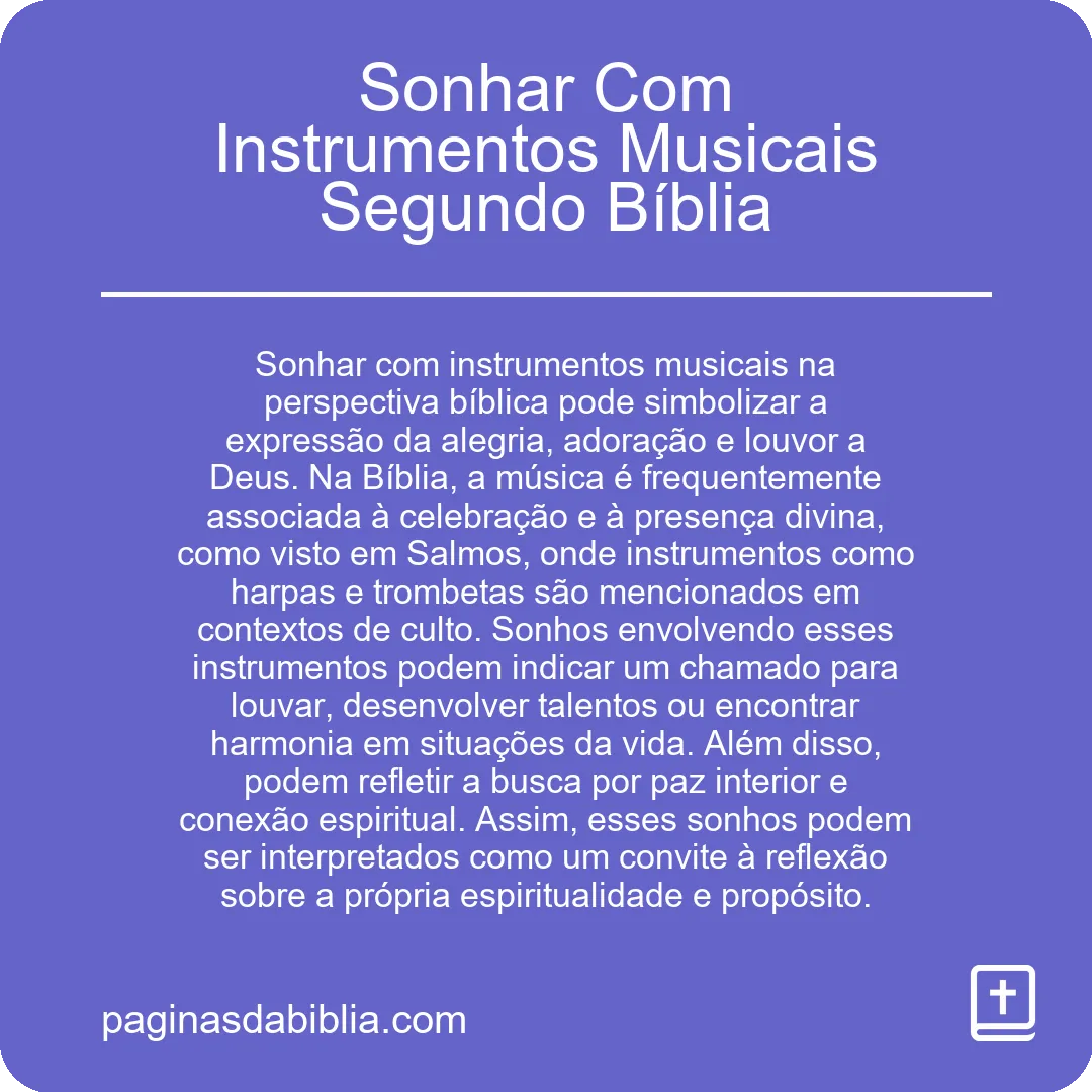 Sonhar Com Instrumentos Musicais Segundo Bíblia