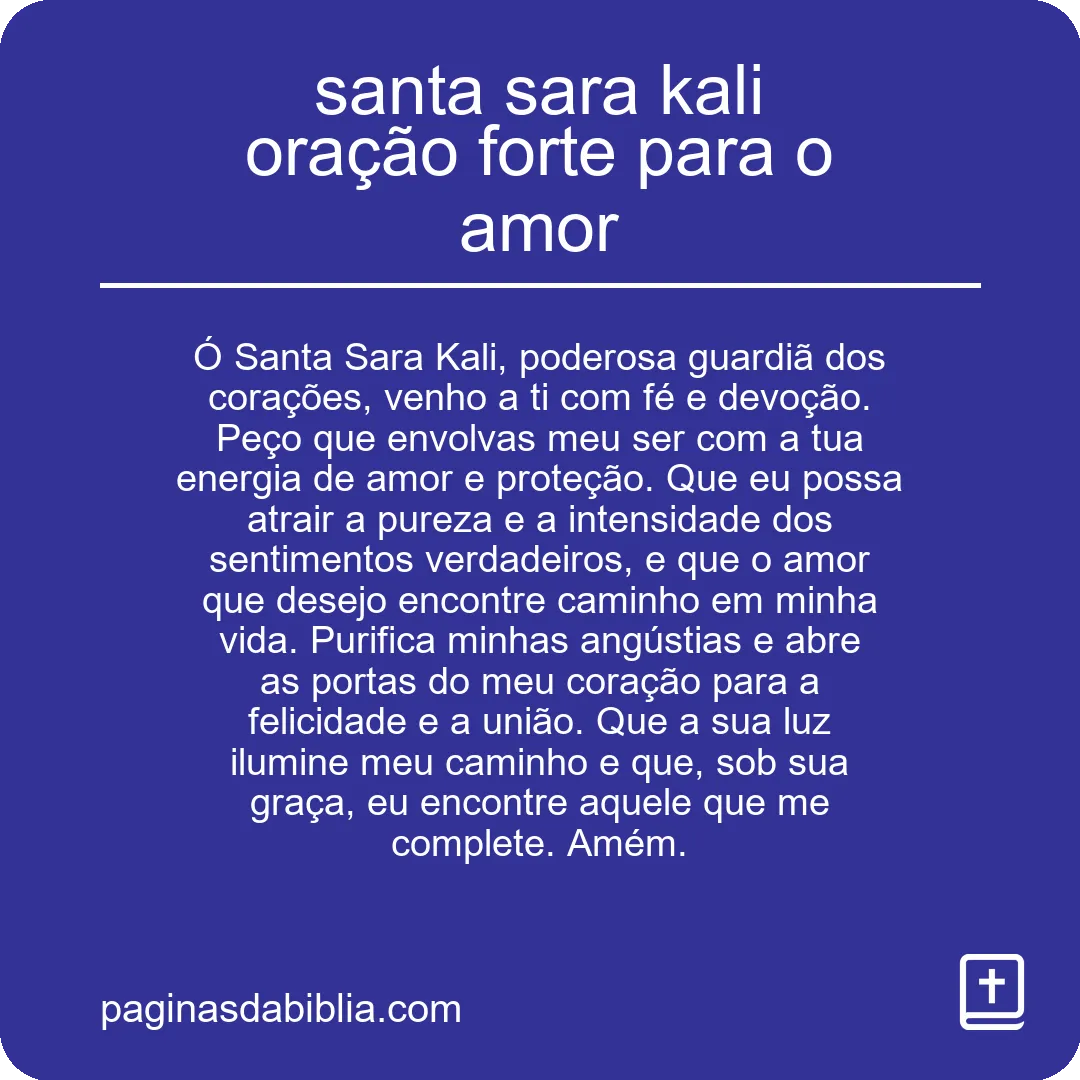 santa sara kali oração forte para o amor