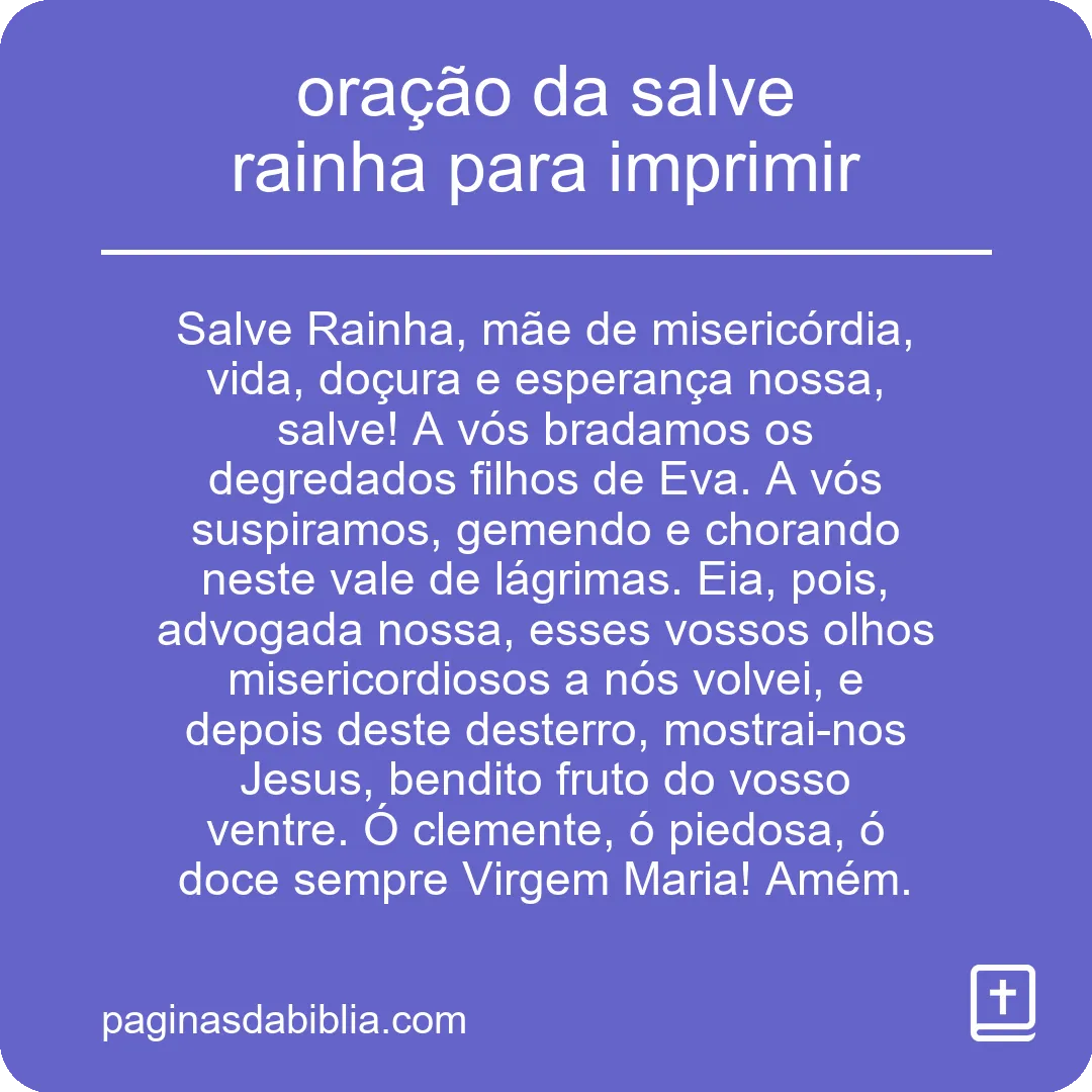 oração da salve rainha para imprimir