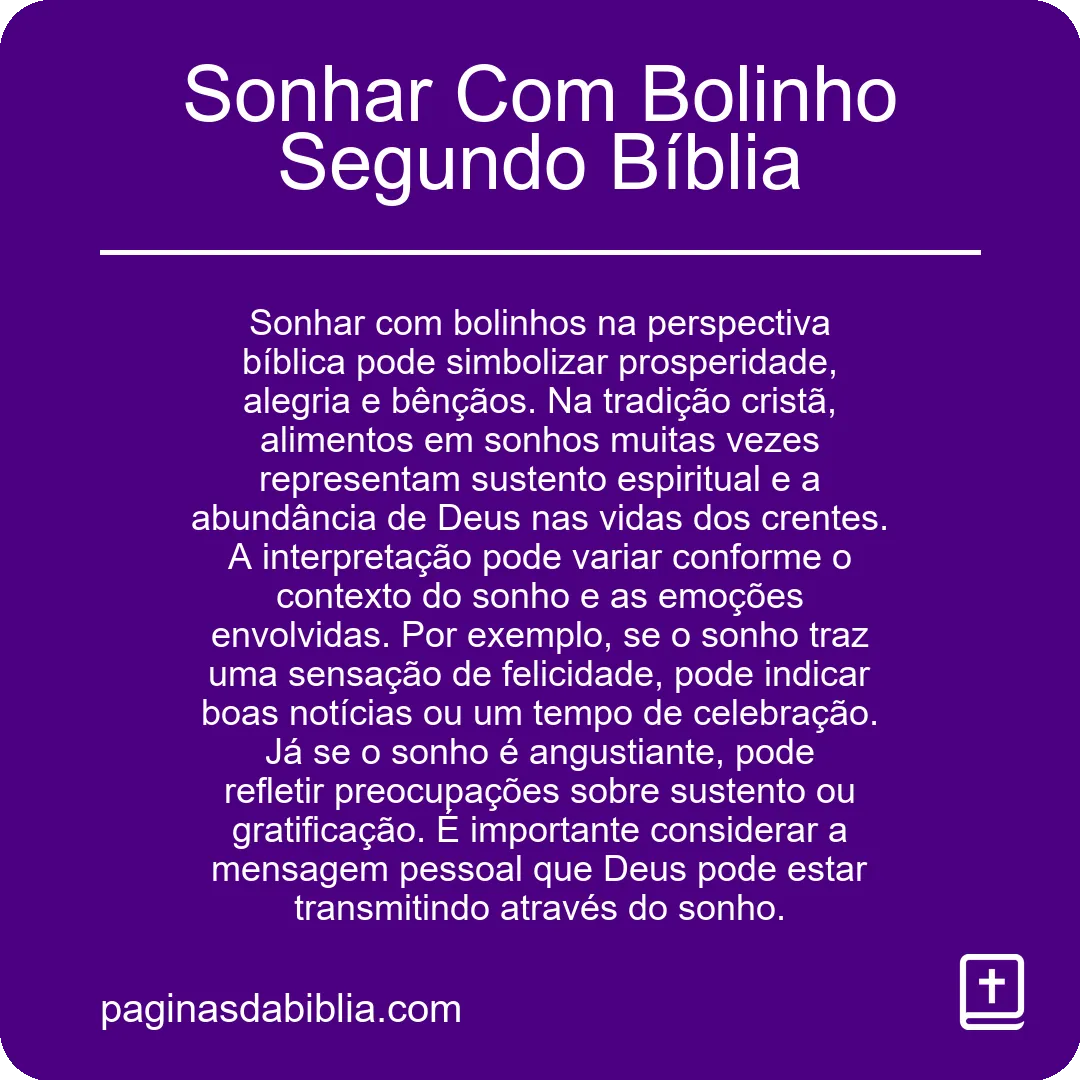 Sonhar Com Bolinho Segundo Bíblia