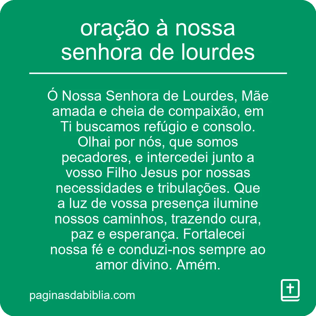 oração à nossa senhora de lourdes