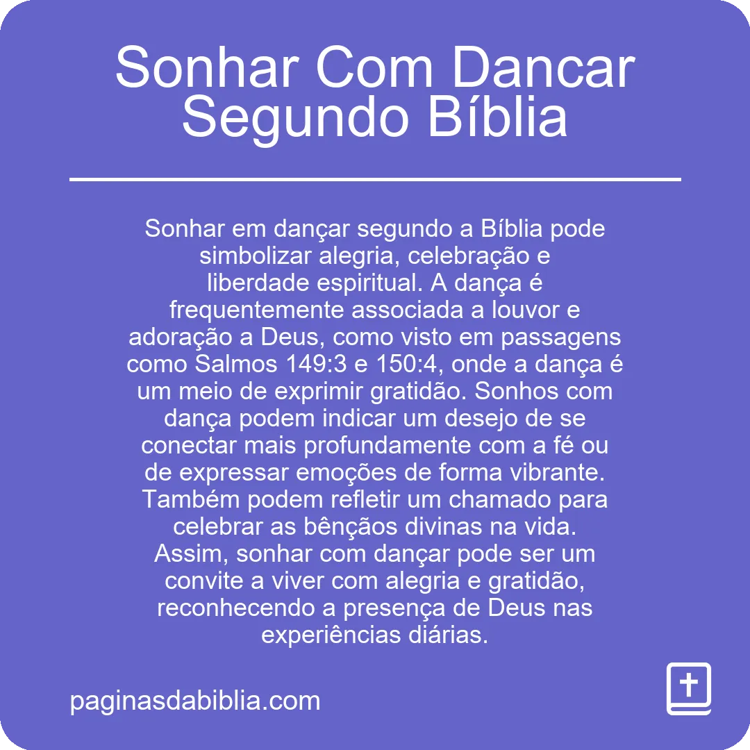 Sonhar Com Dancar Segundo Bíblia