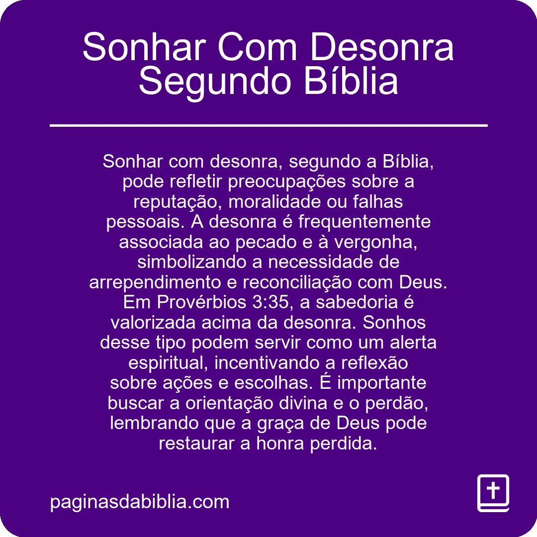 Sonhar Com Desonra Segundo Bíblia