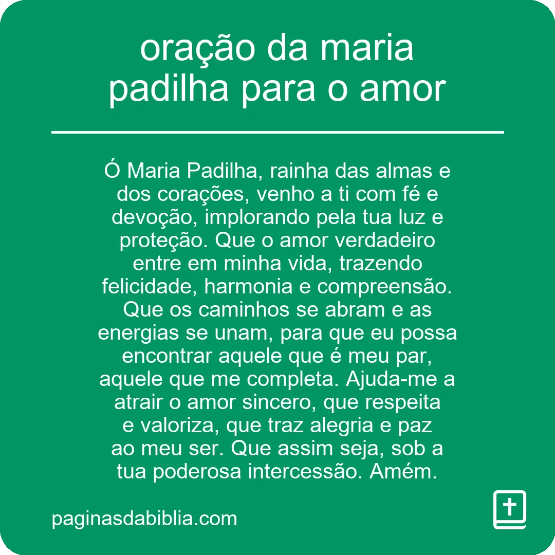 oração da maria padilha para o amor