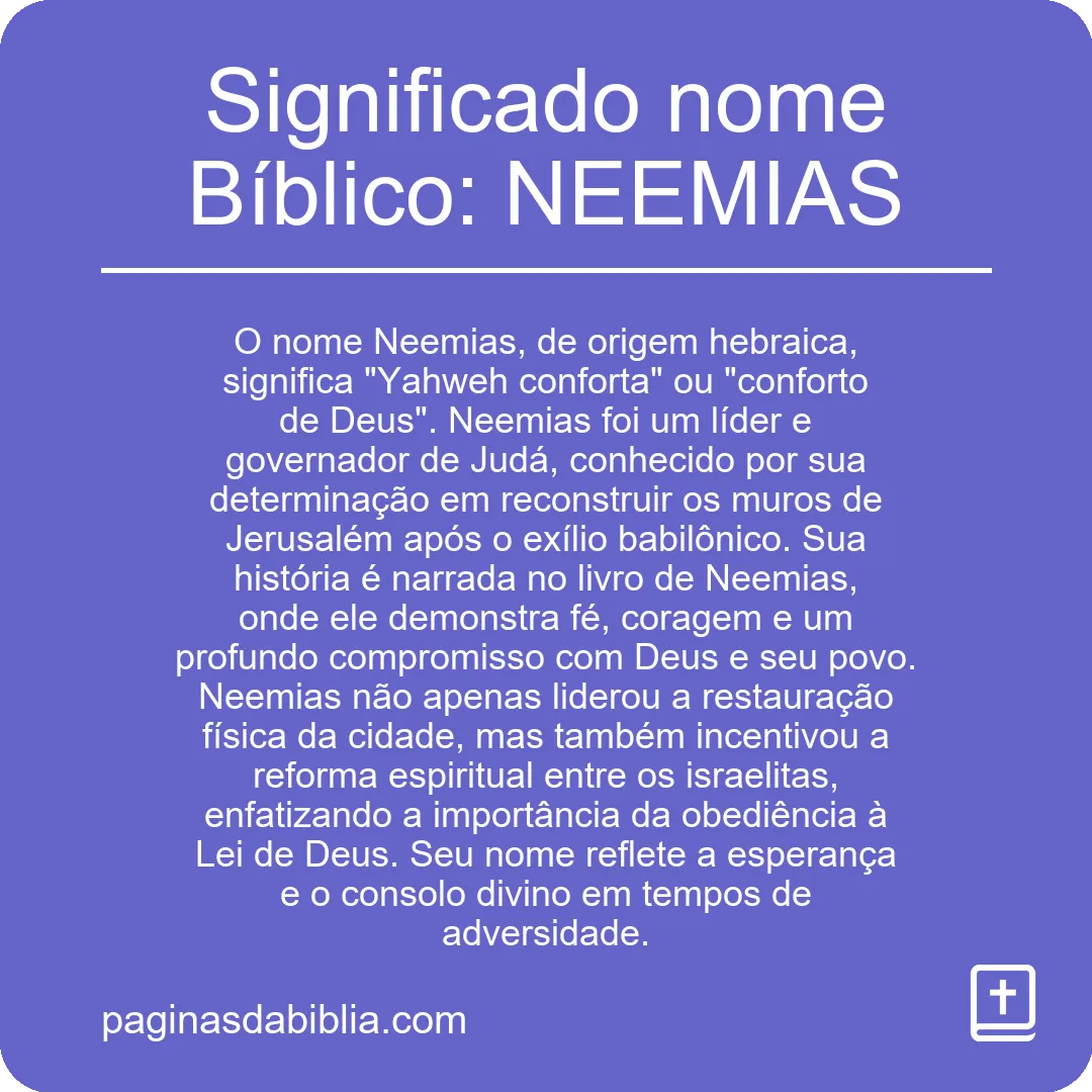 Significado nome Bíblico: NEEMIAS