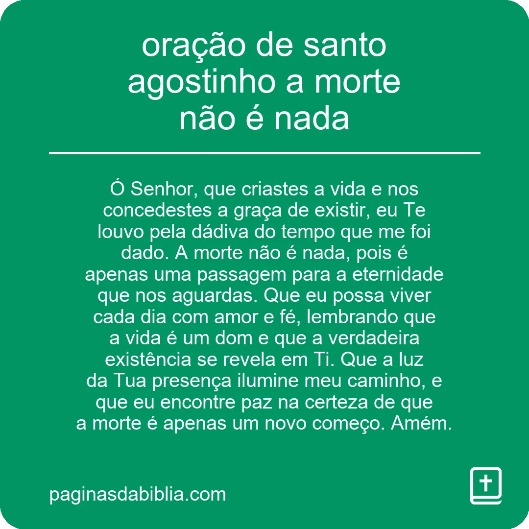 oração de santo agostinho a morte não é nada