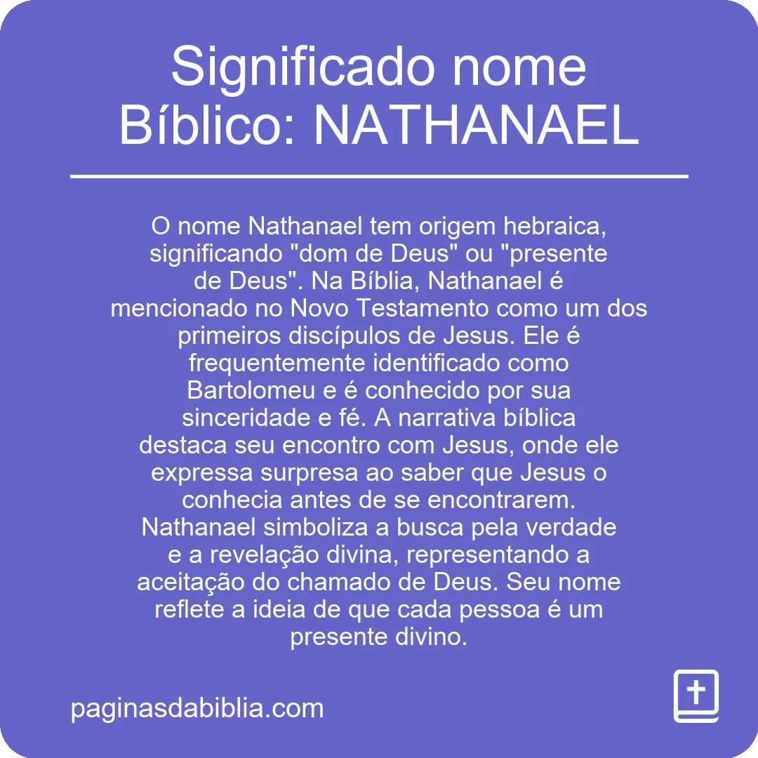 Significado nome Bíblico: NATHANAEL