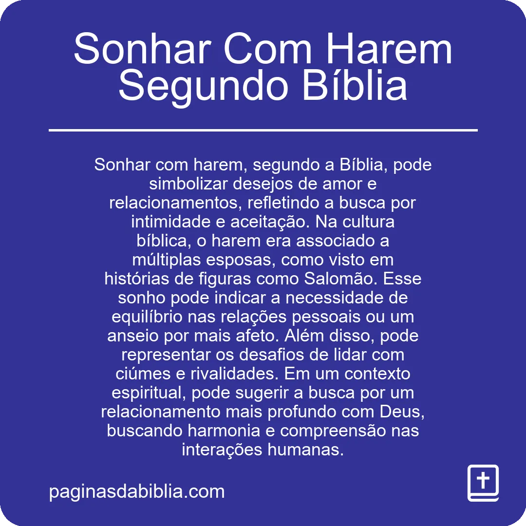 Sonhar Com Harem Segundo Bíblia