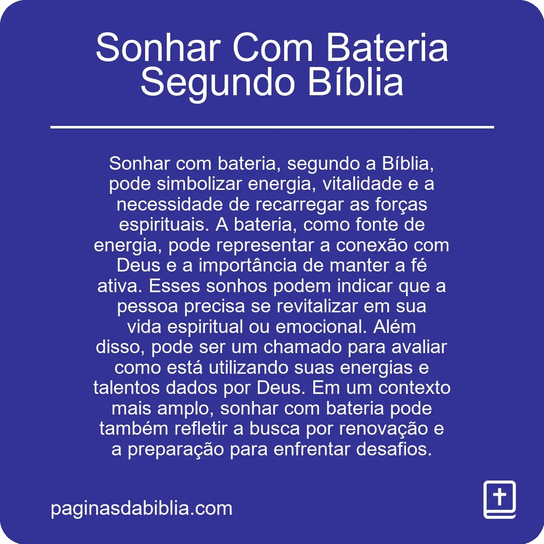 Sonhar Com Bateria Segundo Bíblia