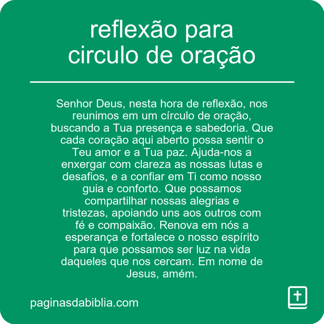 reflexão para circulo de oração