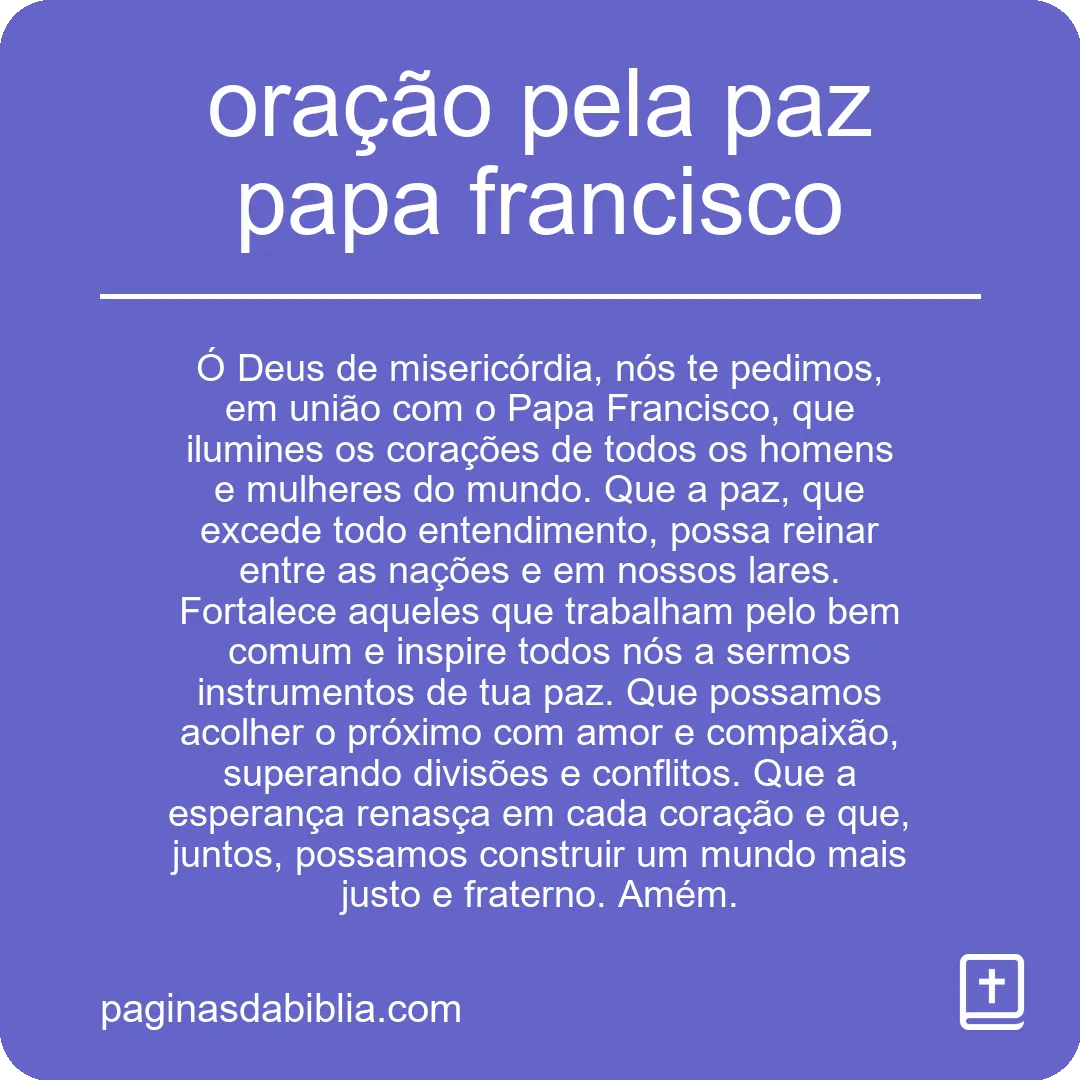 oração pela paz papa francisco