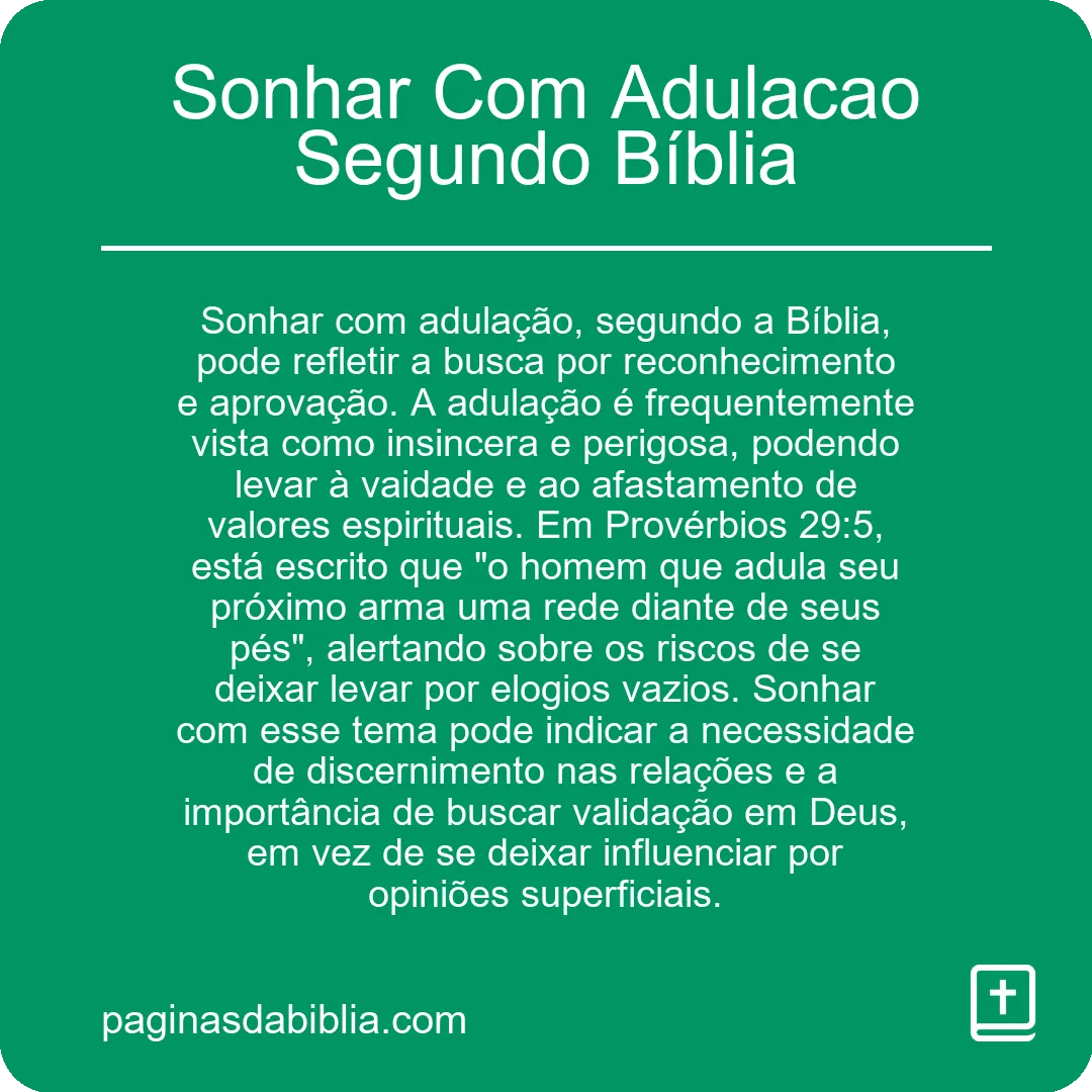 Sonhar Com Adulacao Segundo Bíblia