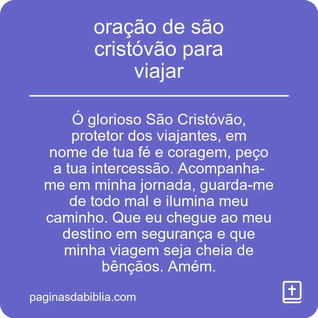 oração de são cristóvão para viajar