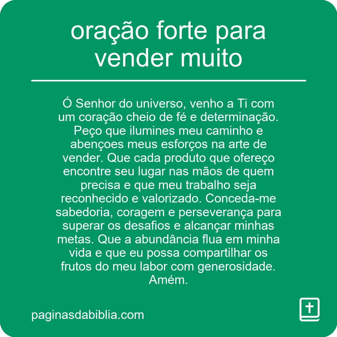 oração forte para vender muito