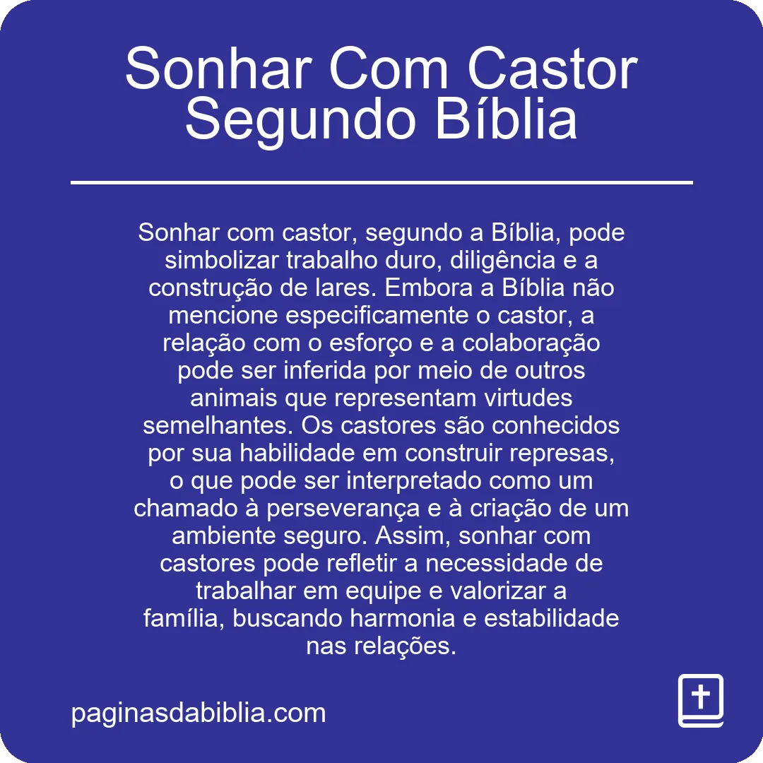 Sonhar Com Castor Segundo Bíblia