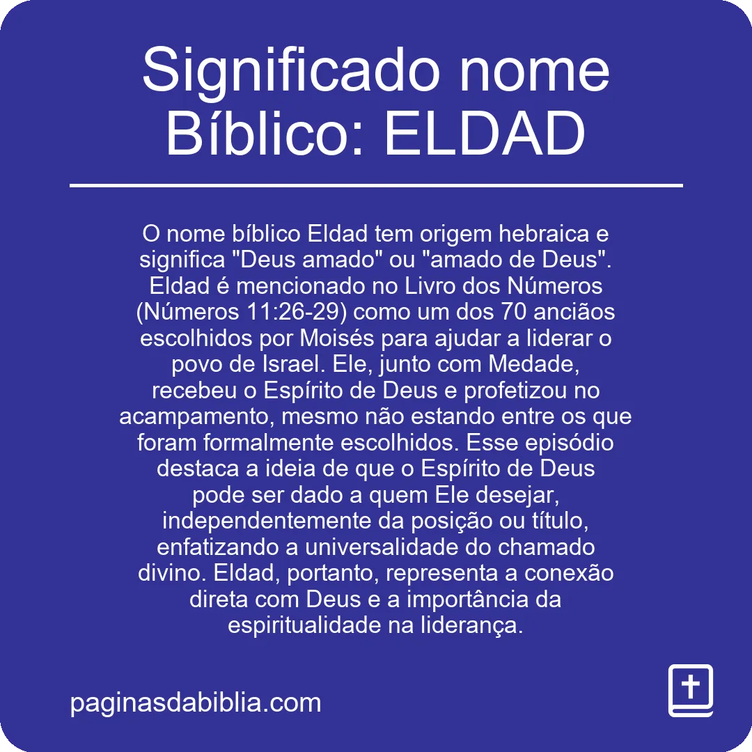 Significado nome Bíblico: ELDAD