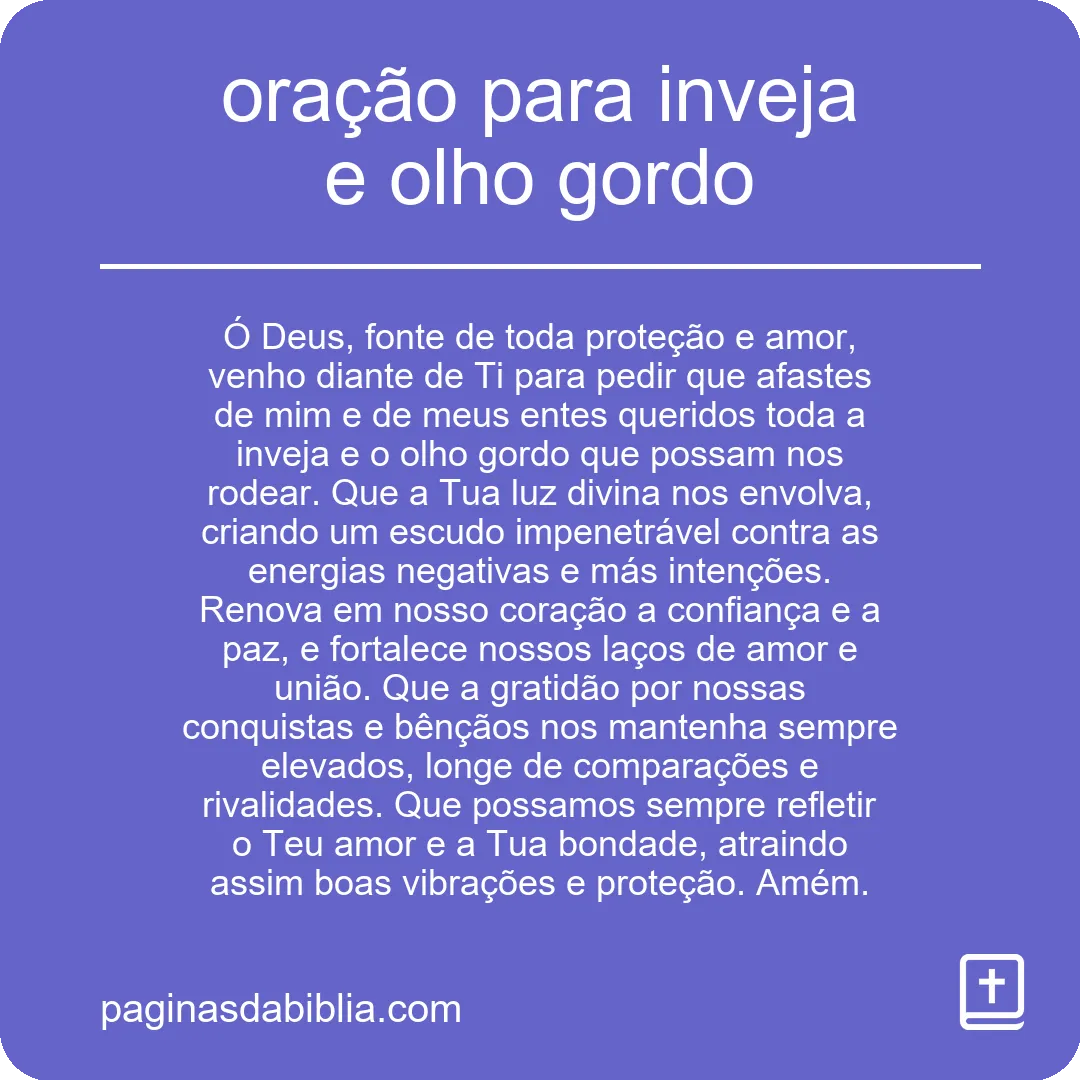 oração para inveja e olho gordo