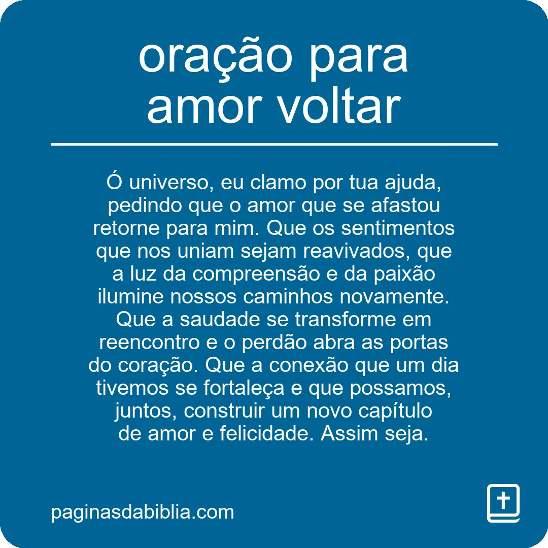 oração para amor voltar