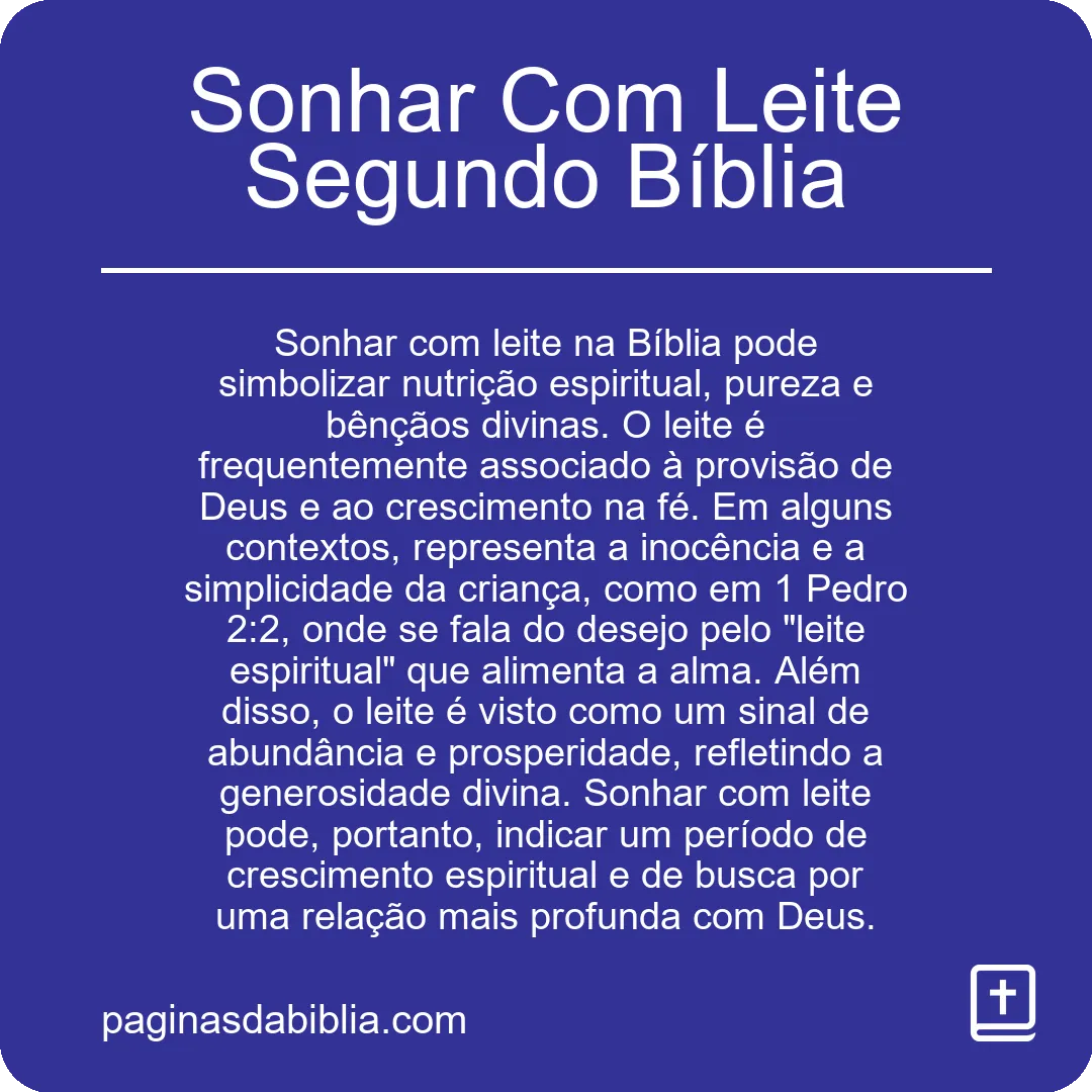 Sonhar Com Leite Segundo Bíblia